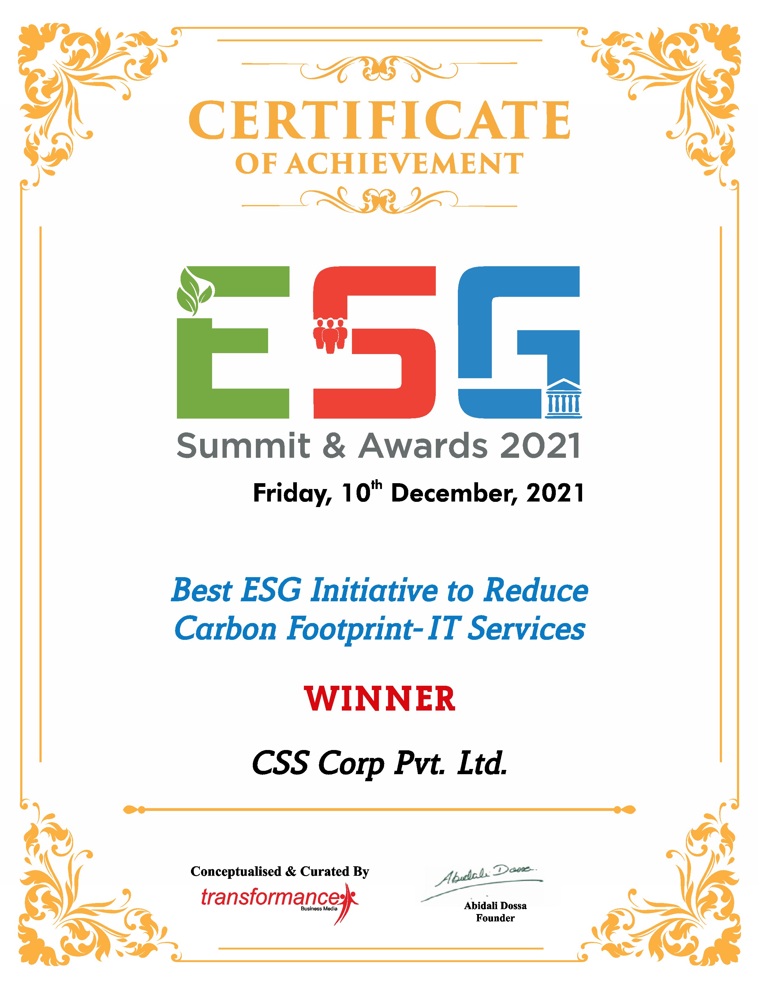 CSS Corp wins ESG Award 2021