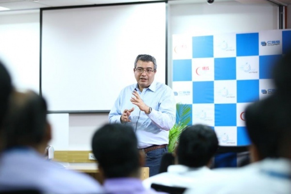 Manish interacting with a group at CSS Corp